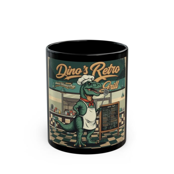 Dino’s Retro Grill Black Mug (11oz, 15oz)