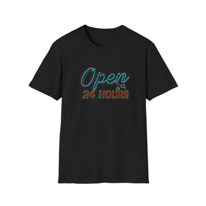 Open 24 Hours Unisex Softstyle T-Shirt - Casual Statement Tee