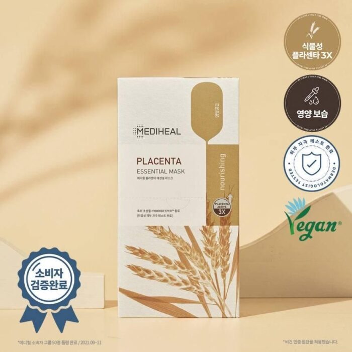 MEDIHEAL PLACENTA ESSENTIAL MASK 10pcs - EmpressKorea