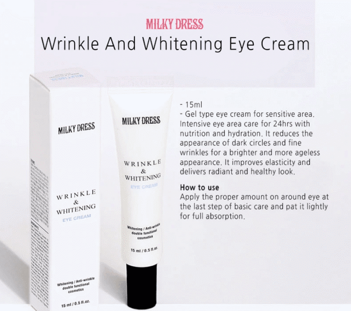 MILKY DRESS Wrinkle & Whitening Eye Cream 15ml - EmpressKorea