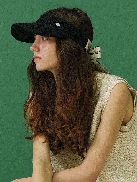 Marchen Active ribbon strap sun visor cap_3color - EmpressKorea