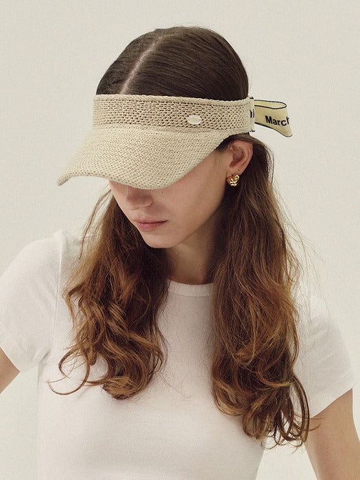 Marchen Active ribbon strap sun visor cap_3color - EmpressKorea