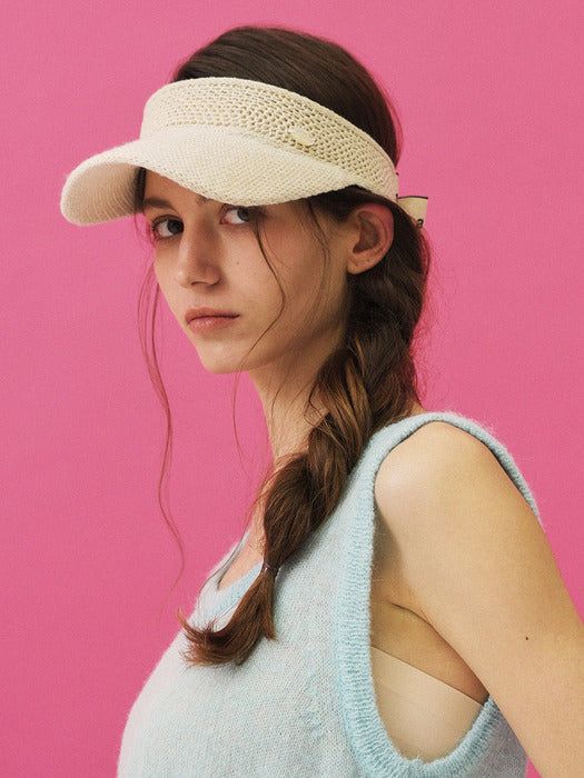 Marchen Active ribbon strap sun visor cap_3color - EmpressKorea