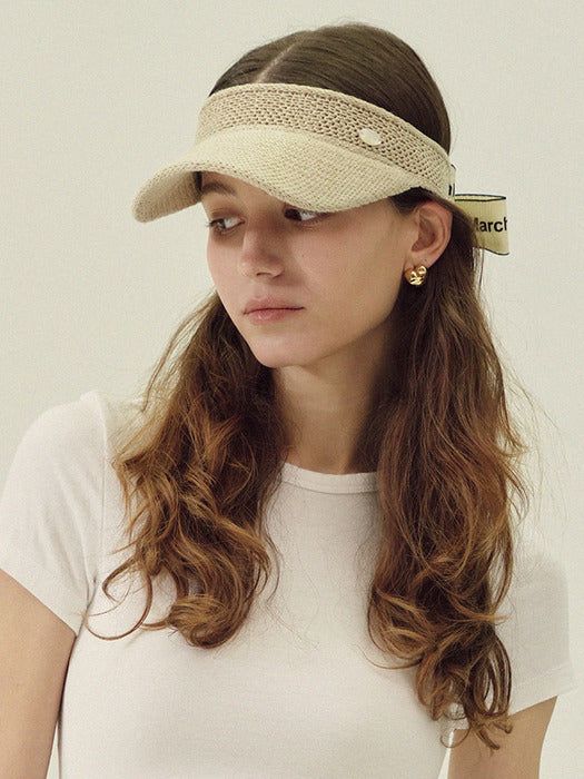 Marchen Active ribbon strap sun visor cap_3color - EmpressKorea