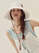 Marchen Objet wide leather strap bucket hat_3color - EmpressKorea