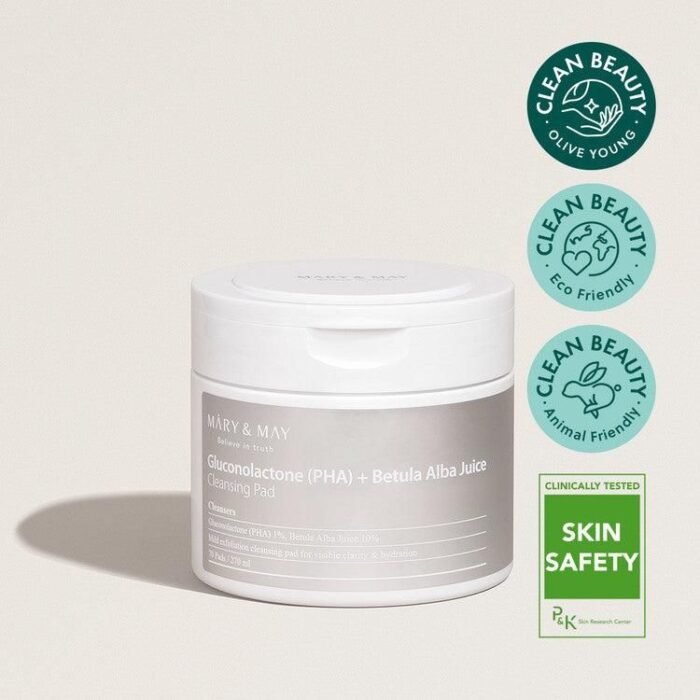 Mary&May Gluconolactone (PHA) + Betula Alba Juice Cleansing Pad 270ml 70EA - EmpressKorea