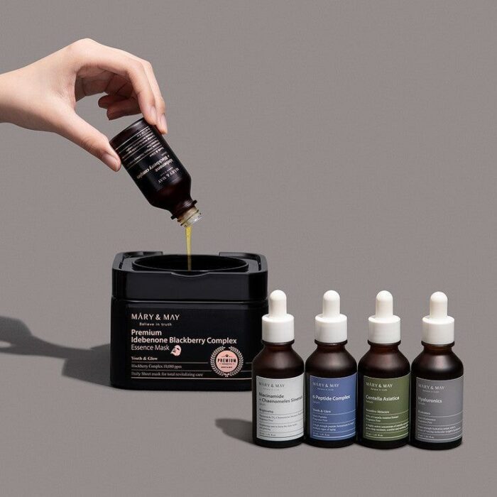 Mary&May Premium Idebenone Blackberry Complex Essence Mask 20pcs 250g - EmpressKorea