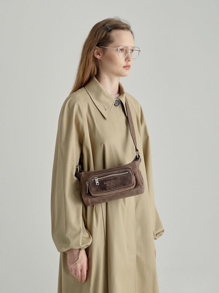 OUTPOCKET HOBO MINI_washed brown pull-up - EmpressKorea