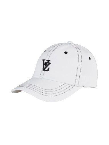 VARZAR 3D Monogram Stitch Over Fit Ball Cap White - EmpressKorea