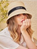 VARZAR Bucket Hat Ribbon Paper Bucket Hat Beige - EmpressKorea