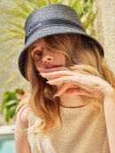 VARZAR Bucket Hat Ribbon Paper Bucket Hat Black - EmpressKorea