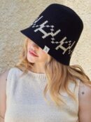 VARZAR Bucket Hat VA Digital Logo Jacquard Summer Bucket Hat Black - EmpressKorea