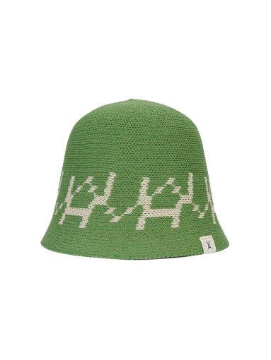 VARZAR Bucket Hat VA Digital Logo Jacquard Summer Bucket Hat Green - EmpressKorea