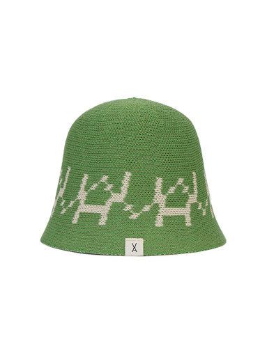 VARZAR Bucket Hat VA Digital Logo Jacquard Summer Bucket Hat Green - EmpressKorea