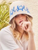 VARZAR Bucket Hat VA Digital Logo Jacquard Summer Bucket Hat Ivory - EmpressKorea