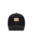 VARZAR VA Square Denim Label Ball Cap Black Blue - EmpressKorea