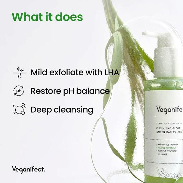 Veganifect Clean And Glow Green Barley Gel Cleanser 205ml - EmpressKorea