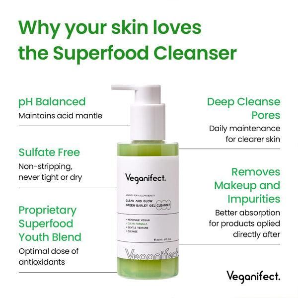 Veganifect Clean And Glow Green Barley Gel Cleanser 205ml - EmpressKorea