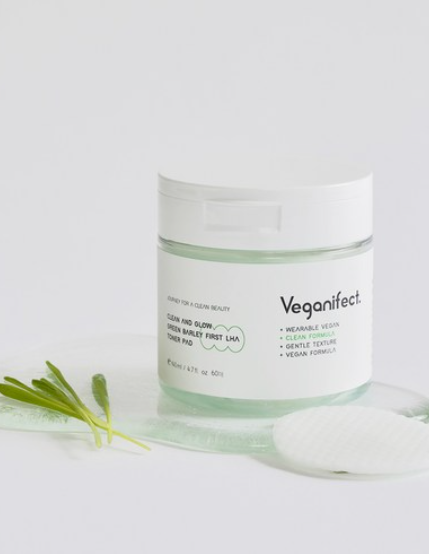 Veganifect Green Barley First LHA Toner Pad 60pads 140ml - EmpressKorea