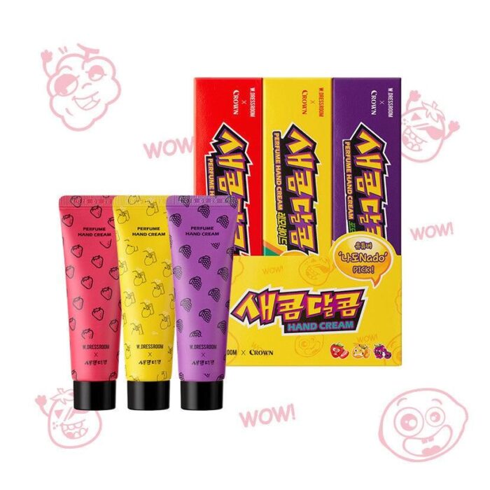 W.DRESSROOM Crown Perfume Sweet and Sour Strawberry + Lemonade + Grape Hand Cream Set - EmpressKorea