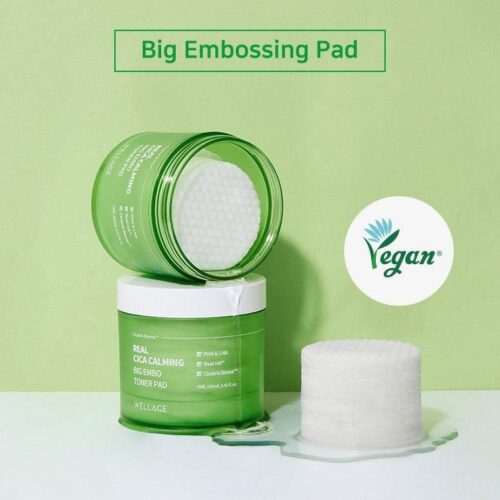 WELLAGE Real Cica Calming Big Embo Toner Pad 160ml (70 Pads) - EmpressKorea