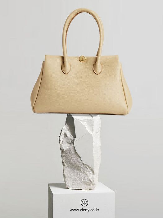 ZIENY Formal Lether Tote Bag [ZENNY BAG]_Beige - EmpressKorea