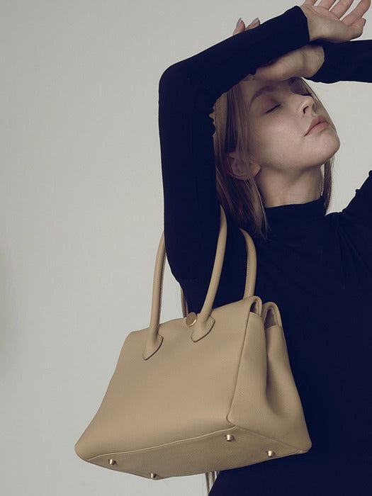 ZIENY Formal Lether Tote Bag [ZENNY BAG]_Beige - EmpressKorea