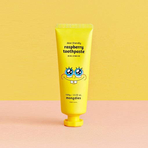 mongdies SpongeBob Raspberry Scent Baby Toothpaste 100g*2ea [Toothpaste for baby who can't spit] - EmpressKorea