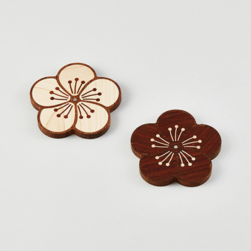 K-Heritage Plum Blossom Pattern Coaster Wood Magnet