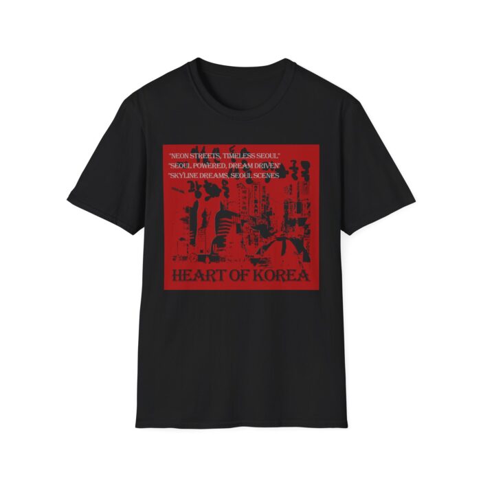 product Office supplies & Stationery Heart of Korea Unisex Softstyle T-Shirt, Casual Wear, Korean Culture Shirt, Gift for Travelers, Vibrant Street Art Tee