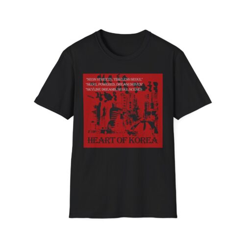 Heart of Korea Unisex Softstyle T-Shirt, Casual Wear, Korean Culture Shirt, Gift for Travelers, Vibrant Street Art Tee