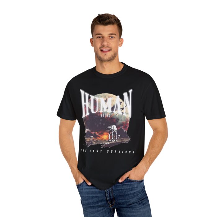 Futuristic Human Survivor Graphic Tee, Unisex Vintage T-shirt, Gift for Sci-Fi Lovers, Casual Wear, Space Theme Outfit - Image 4