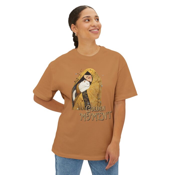 Golden Moment Unisex Oversized Tee, Comfy Graphic T-Shirt, Casual Wear, Gift for Her, Minimalist Style, Cat Lover Tee - Image 7