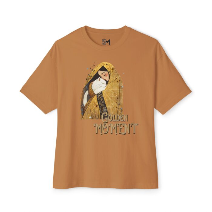 Golden Moment Unisex Oversized Tee, Comfy Graphic T-Shirt, Casual Wear, Gift for Her, Minimalist Style, Cat Lover Tee - Image 5