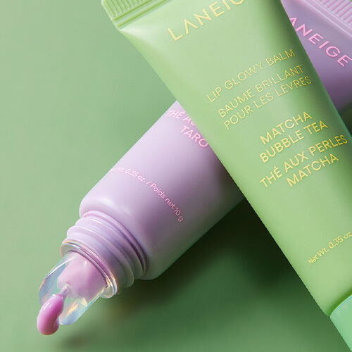 LANEIGE Lip Glowy Balm 10g – Bubble Tea Collection (Taro & Matcha) Limited Edition - Cosmetics - SKU: EK305384