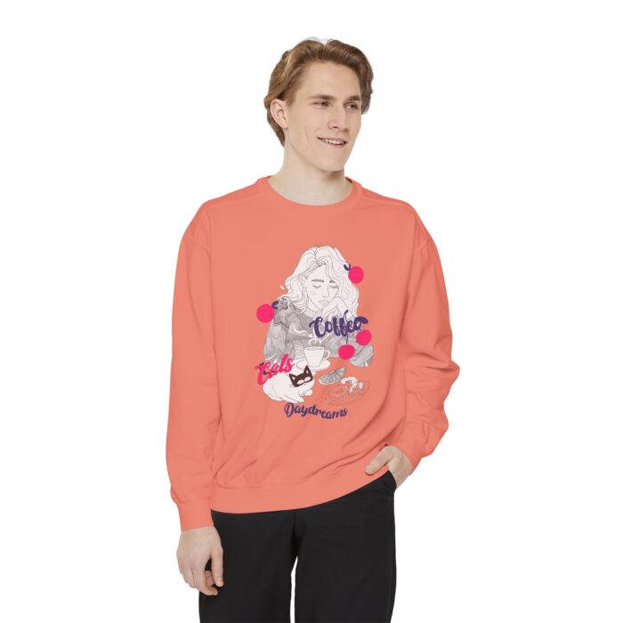 Coffee Cats Daydreams Unisex Garment-Dyed Sweatshirt - Image 59