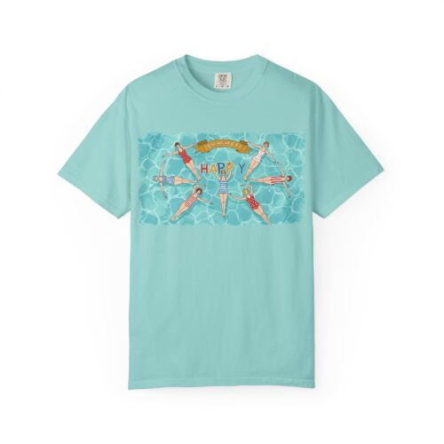 Happy Vibes Unisex Garment-Dyed T-Shirt, Summer Outfit, Beach Day Tee, Gift for Friends, Relaxing T-Shirt, Holiday Apparel