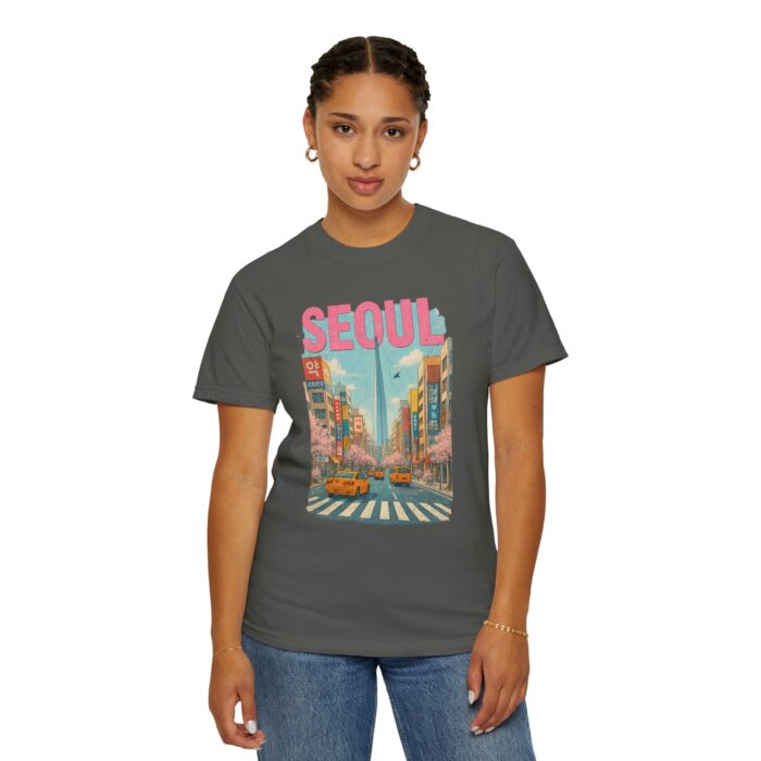 Seoul Inspired Unisex Garment-Dyed T-Shirt - Trendy Streetwear with Cityscape Design - Image 19
