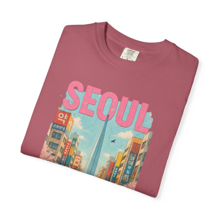 Seoul Inspired Unisex Garment-Dyed T-Shirt - Trendy Streetwear with Cityscape Design - Image 41