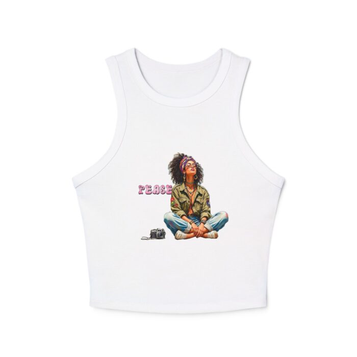Peaceful Vibes Women's Micro Rib Racer Tank Top, Summer Crop Top, Festival Wear, Yoga Top, Inspirational Tee - Image 2