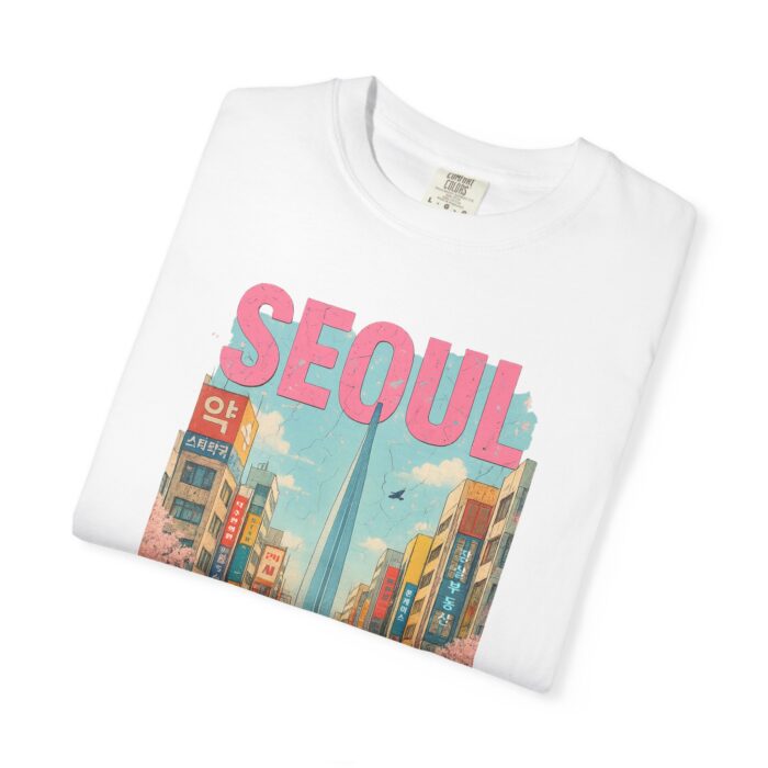 Seoul Inspired Unisex Garment-Dyed T-Shirt - Trendy Streetwear with Cityscape Design - Image 12