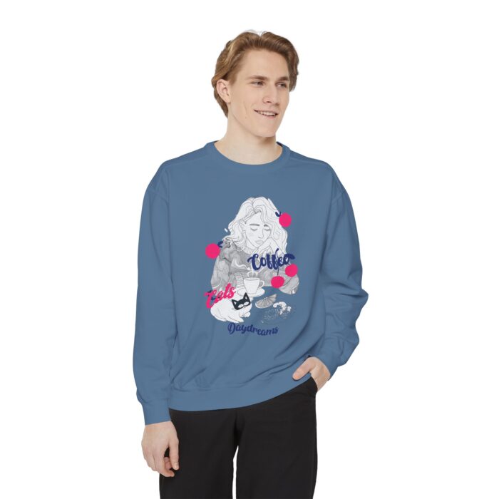 Coffee Cats Daydreams Unisex Garment-Dyed Sweatshirt - Image 43