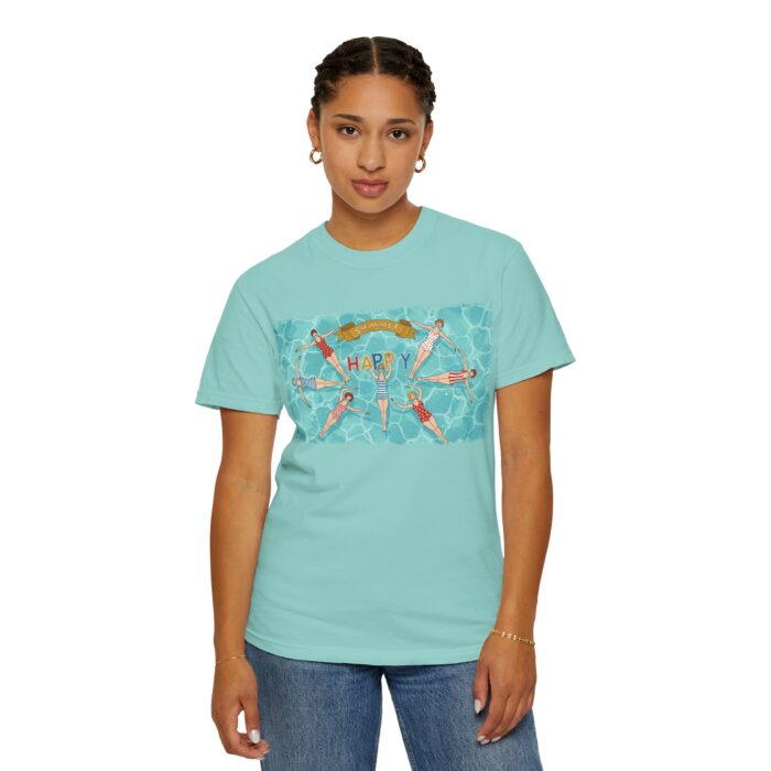 Happy Vibes Unisex Garment-Dyed T-Shirt, Summer Outfit, Beach Day Tee, Gift for Friends, Relaxing T-Shirt, Holiday Apparel - Image 5