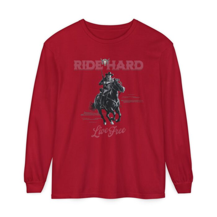 Ride hard Unisex Garment-dyed Long Sleeve T-Shirt - Image 57