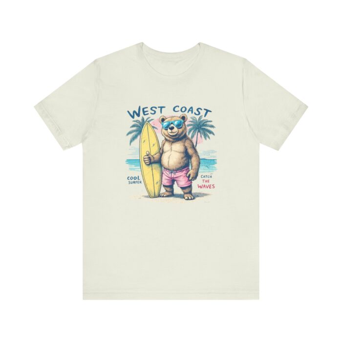 West Coast Beach Bear Tee, Summer Shirt, Surfing T-Shirt, Cute Animal Apparel, Vacation Outfit, Gift for Beach Lovers