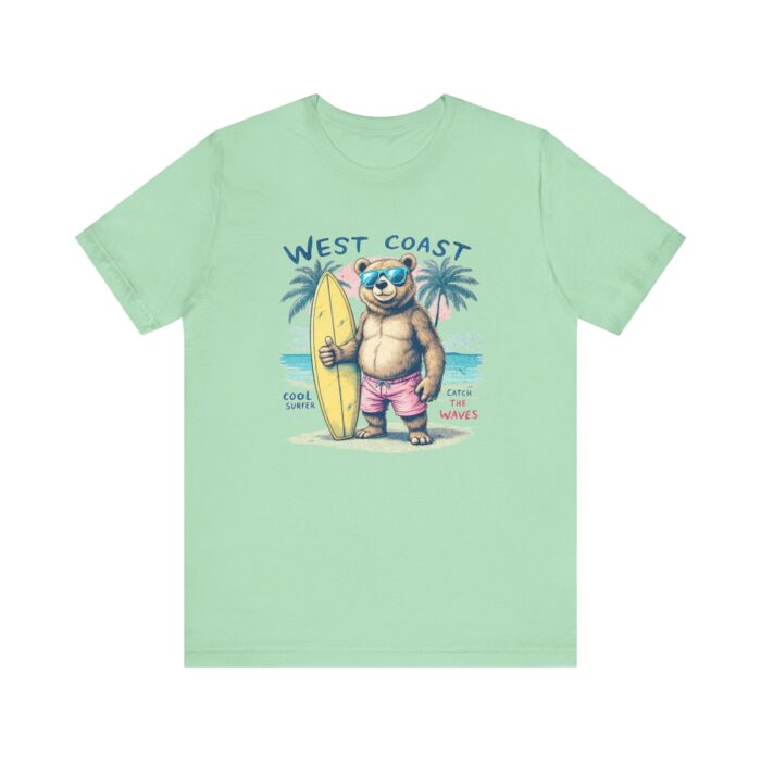 West Coast Beach Bear Tee, Summer Shirt, Surfing T-Shirt, Cute Animal Apparel, Vacation Outfit, Gift for Beach Lovers - Image 21