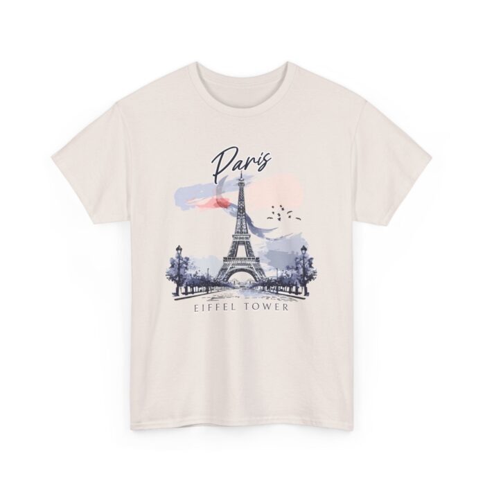 Paris Eiffel Tower Unisex Heavy Cotton Tee, Travel Shirt, Gift for Travelers, Vacation Shirt, Paris Lover Apparel - Image 4