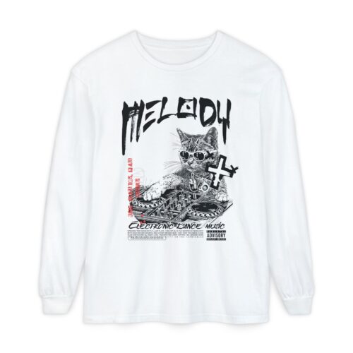 DJ Cat Unisex Garment-dyed Long Sleeve T-Shirt