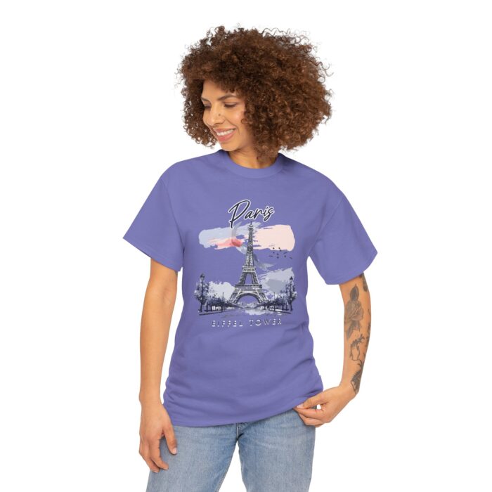 Paris Eiffel Tower Unisex Heavy Cotton Tee, Travel Shirt, Gift for Travelers, Vacation Shirt, Paris Lover Apparel - Image 52
