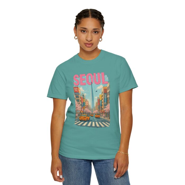 Seoul Inspired Unisex Garment-Dyed T-Shirt - Trendy Streetwear with Cityscape Design - Image 34